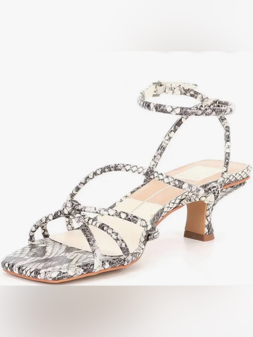 NIB Dolce Vita Bev Snake Embossed Leather Ankle Strap Sandal